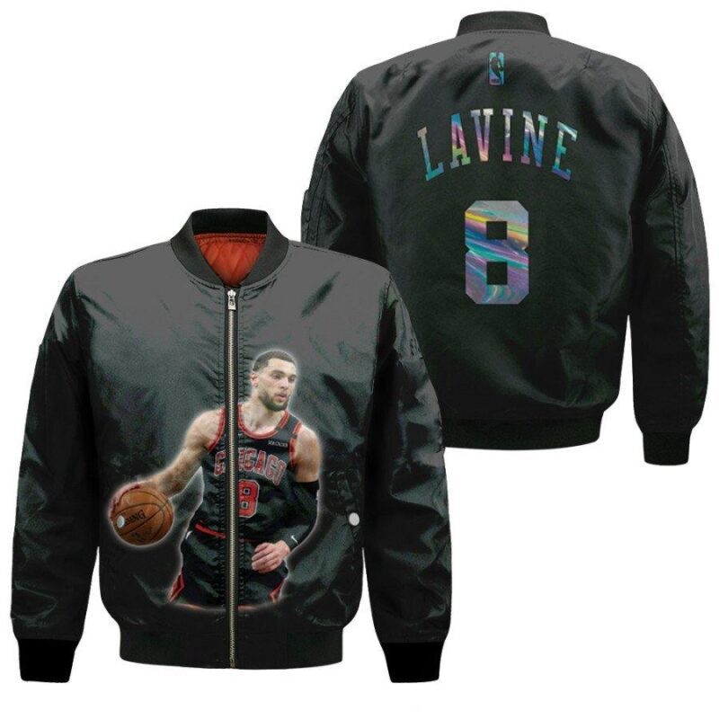 Chicago Bulls Zach LaVine 8 NBA Legends Basketball Team Black Gift For Bulls Fans Bomber Jacket BJ00432