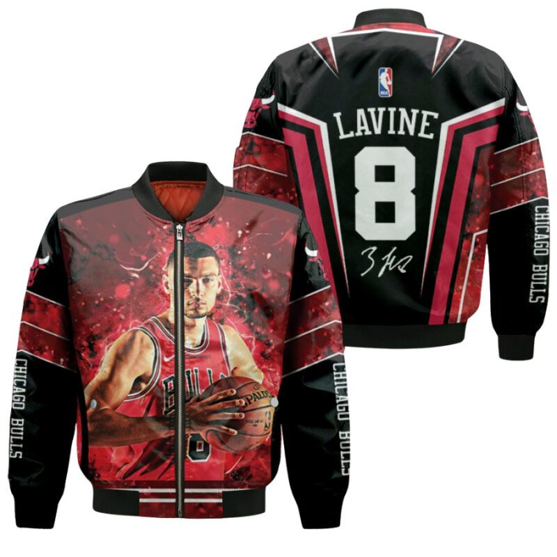 Chicago Bulls Zach Lavine 8 MBA Team Red Black Jersey Style Gift For Chicago Bulls Fans Lavine Fans Bomber Jacket BJ00344