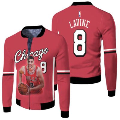 Chicago Bulls Zach Lavine 8 NBA 2021-2022 City Edition Red Jersey Designed Gift For Bulls Fans Fleece Bomber Jacket