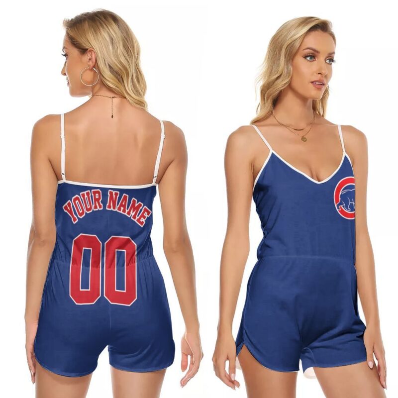 Chicago Cubs MLB Baseball Majestic Cool Base Custom Royal 2019 Gift For Cubs Fans V-neck Romper Jumpsuit RJ00646