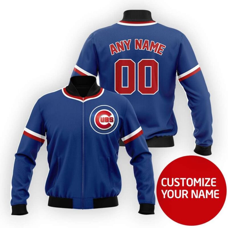 Chicago Cubs Mlb Baseball Team Blue Personalized Gift With Custom Number Name For Baseball And Cubs Fans Bomber Jacket BJ03699