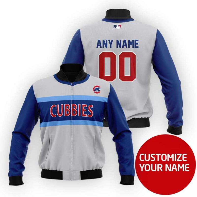 Chicago Cubs Mlb Baseball Team Grey Personalized Gift With Custom Number Name For Baseball And Cubs Fans Bomber Jacket BJ03603