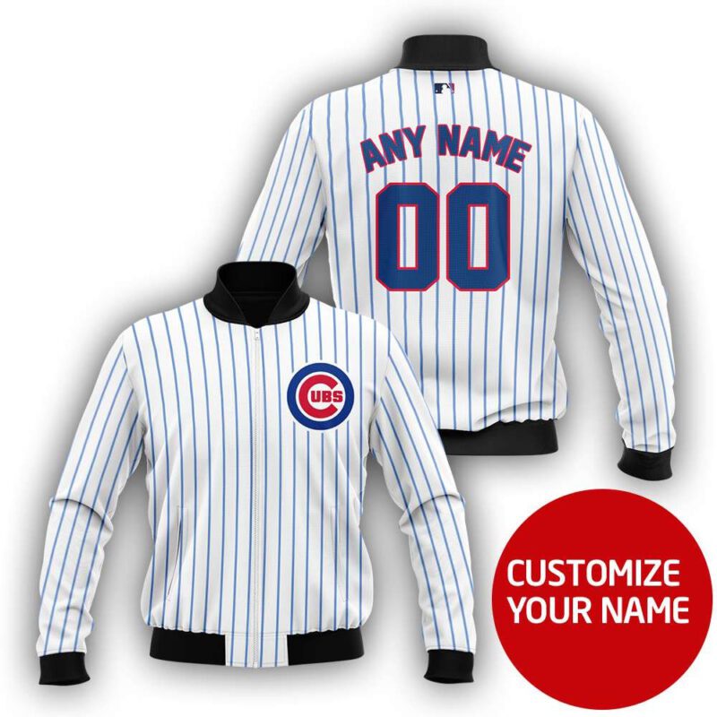 Chicago Cubs White Mlb Baseball Team Personalized Gift With Custom Number Name For Baseball And Cubs Fans Bomber Jacket BJ03721