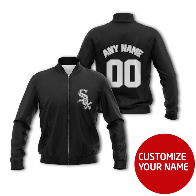 Chicago White Sox #00 Personalized Black Jersey Style Gift With Custom Number Name For White Sox Fans Bomber Jacket BJ00075