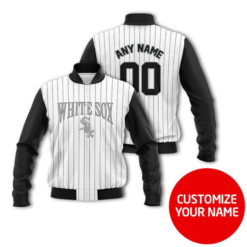 Chicago White Sox #00 Personalized White Jersey Style Gift With Custom Number Name For White Sox Fans Bomber Jacket BJ04021