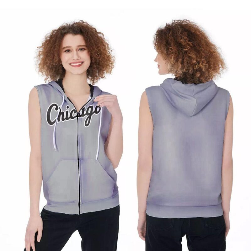 Chicago White Sox 2020 MLB Baseball Team Dark Grey Jersey Style Gift For White Sox Fans Zip Sleeveless Hoodie ZSH0835