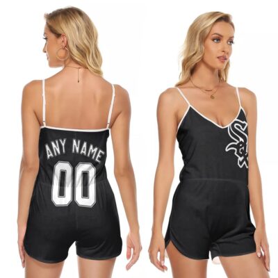Chicago White Sox MLB Baseball Team Logo Majestic Player Black 2019 Custom Gift For Chicago Fans V-neck Romper Jumpsuit RJ05378