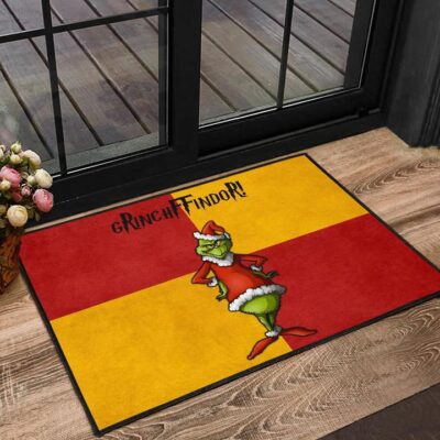 Christmas Door Mat Grinchffindor Grinch Hogwarts Gryffindor Red Yellow Door Mat Welcome Mat 1
