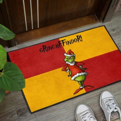 Christmas Door Mat Grinchffindor Grinch Hogwarts Gryffindor Red Yellow Door Mat Welcome Mat 3