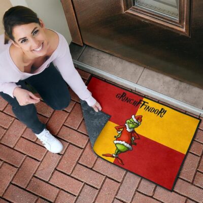 Christmas Door Mat Grinchffindor Grinch Hogwarts Gryffindor Red Yellow Door Mat Welcome Mat 4