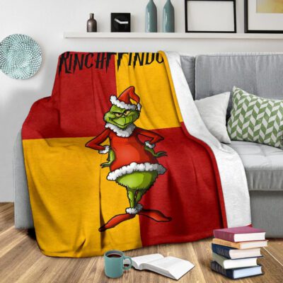 Christmas Fleece Blanket Grinchffindor Grinch Hogwarts Gryffindor Red Yellow Fleece Blanket 2