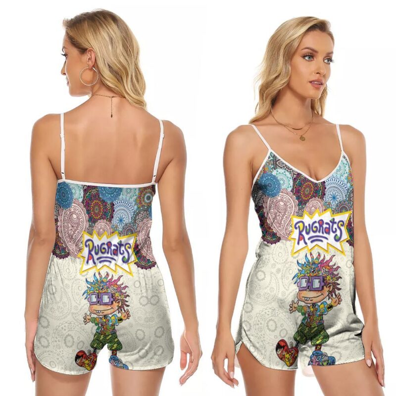Chuckie Finster Rugrats Cartoon Movie Painting Gift For Chuckie Finster Fans Cartoon Movie Lovers V-neck Romper Jumpsuit RJ00610