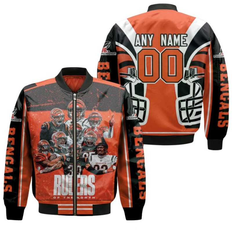 Cicinnati Bengals Team Great Player 00 AFC Championship 2022 Orange Jersey Style Gift With Custom Number Name For Bengals Fans Bomber Jacket BJ00233