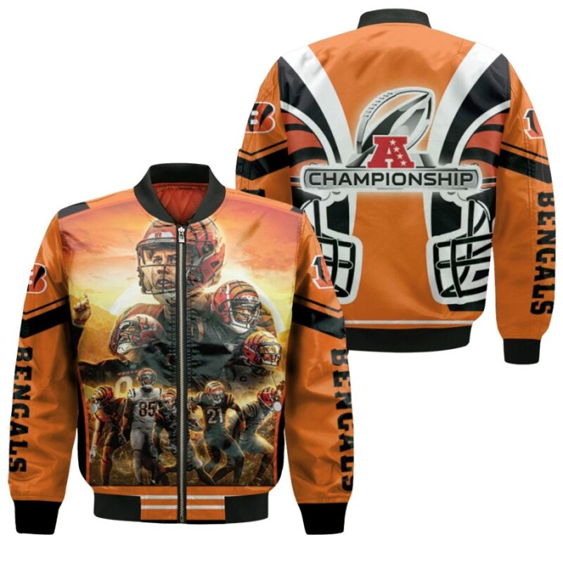Cicinnati Bengals Team Great Player AFC Championship 2022 NFL Team Orange Jersey Style Gift For Bengals Fans Bomber Jacket BJ00237