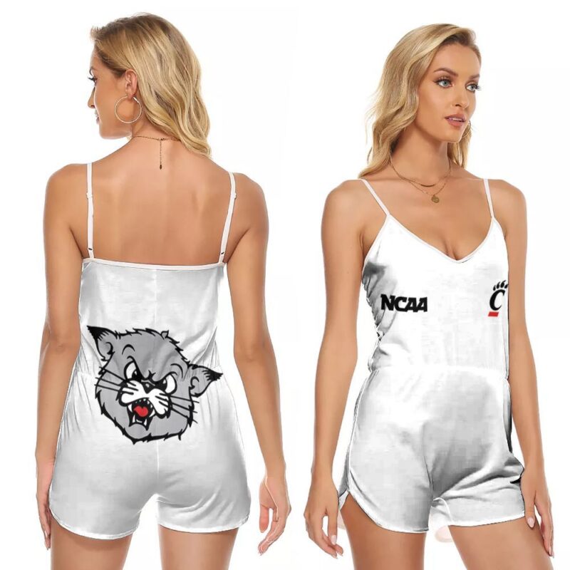 Cincinnati Bearcats Ncaa Classic White With Mascot Logo Gift For Cincinnati Bearcats Fans V-neck Romper Jumpsuit RJ01026