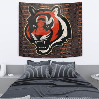 Cincinnati Bengals American Football Team Tapestry Bengal Head Grr Text Patterns Background Tapestry Wall Hanging 2 Cincinnati Bengals American Football Team Tapestry Bengal Head Grr Text Patterns Background Tapestry Wall Hanging 2