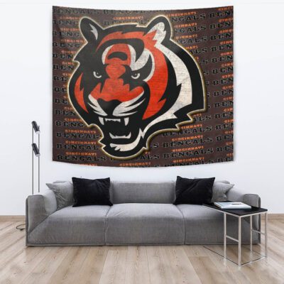 Cincinnati Bengals American Football Team Tapestry Bengal Head Grr Text Patterns Background Tapestry Wall Hanging 3 Cincinnati Bengals American Football Team Tapestry Bengal Head Grr Text Patterns Background Tapestry Wall Hanging 3