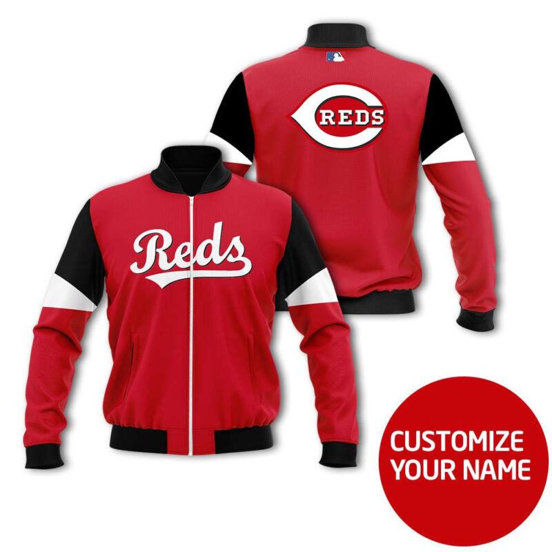 Cincinnati Reds #00 Personalized Red Jersey Style Gift With Custom Number Name For Reds Fans Bomber Jacket BJ03675