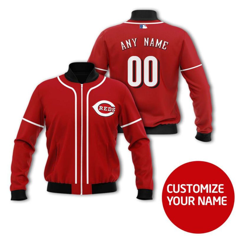 Cincinnati Reds #00 Personalized Red Jersey Style Gift With Custom Number Name For Reds Fans Bomber Jacket BJ03676