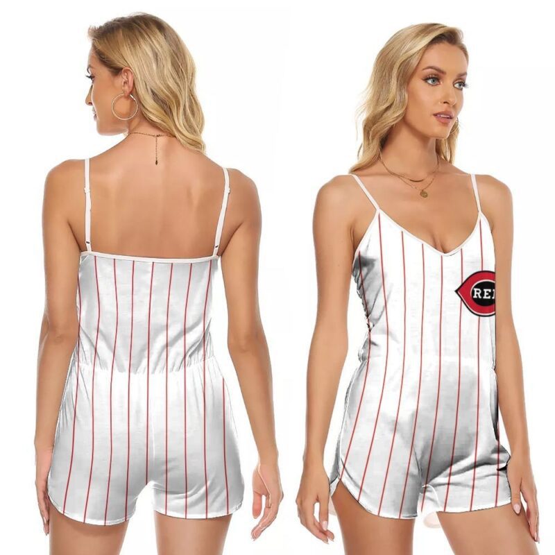 Cincinnati Reds Majestic 1999 MLB Baseball Throwback Cool Base White Red 2019 Gift For Cincinnati Reds Fans V-neck Romper Jumpsuit RJ01548