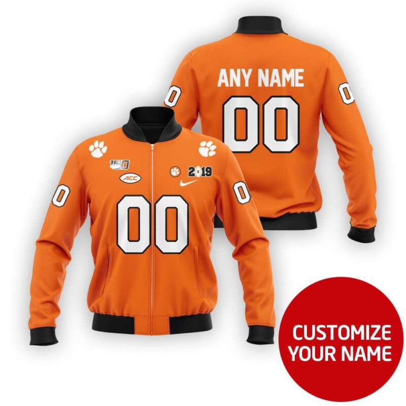 Clemson Tigers #00 Personalized Orange Jersey Style Gift With Custom Number Name For Tigers Fans Bomber Jacket BJ03875