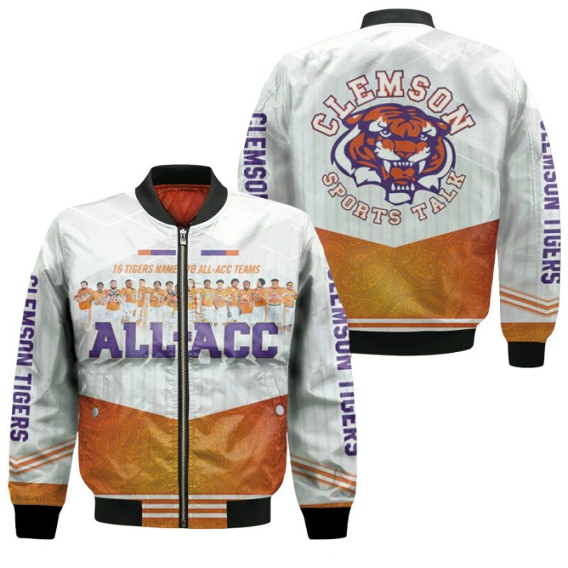 Clemson Tigers 2021 NCAA 16 Tigers Named To All-Acc Teams NFL Gift For Clemson Fans Bomber Jacket BJ04275