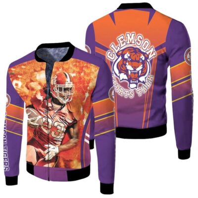 Clemson Tigers 2021 NCAA Andrew Booth Jr 23 Clemson Sports Talk Gift For Clemson Fans Fleece Bomber Jacket