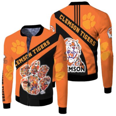 Clemson Tigers 2021 NCAA NFL American Football Orange Gift For Clemson Fans Fleece Bomber Jacket