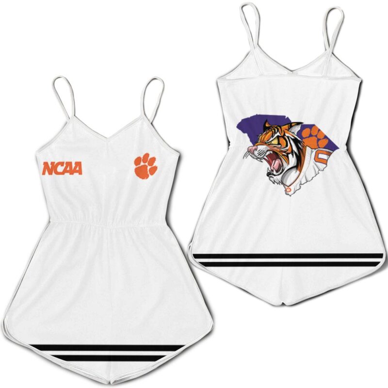 Clemson Tigers Ncaa Classic White With Mascot Logo Gift For Clemson Tigers Fans Romper Jumpsuit RJ01617