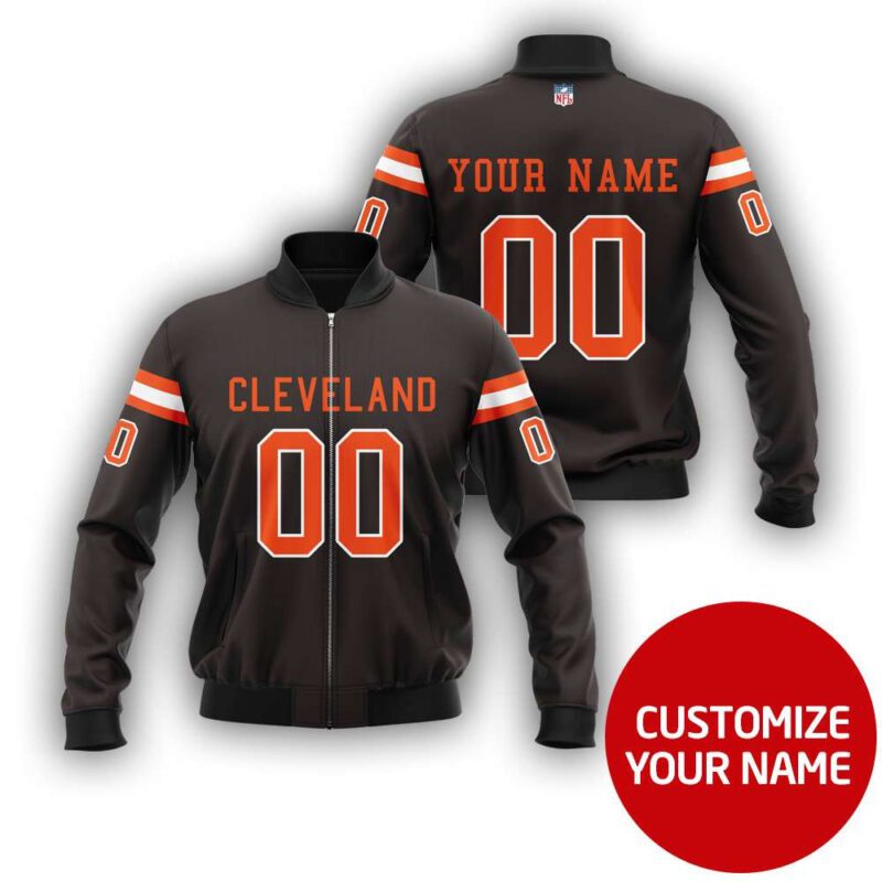 Cleveland Browns #00 Personalized Brown Jersey Style Gift With Custom Number Name For Browns Fans Bomber Jacket BJ03677