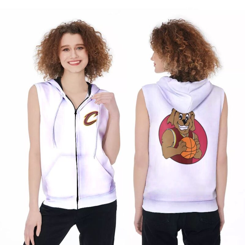 Cleveland Cavaliers Basketball Classic Mascot Logo Gift For Cavaliers Fans White Zip Sleeveless Hoodie ZSH1472