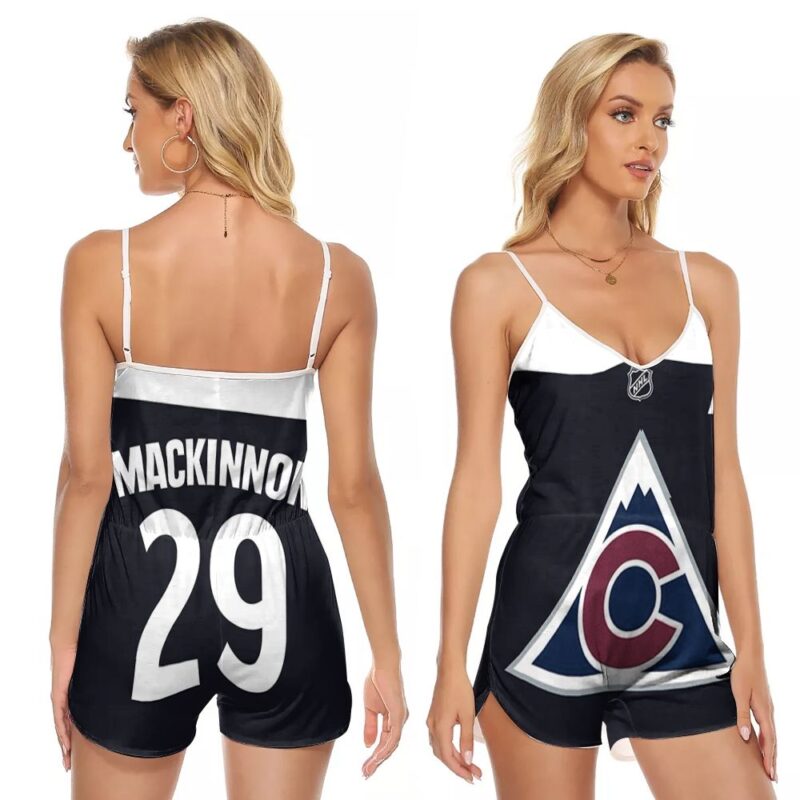 Colorado Avalanche Nathan Mackinnon #29 NFL Ice Hockey Logo Team 2020 Navy Jersey Custom Gift For Avalanche Fans V-neck Romper Jumpsuit RJ00248