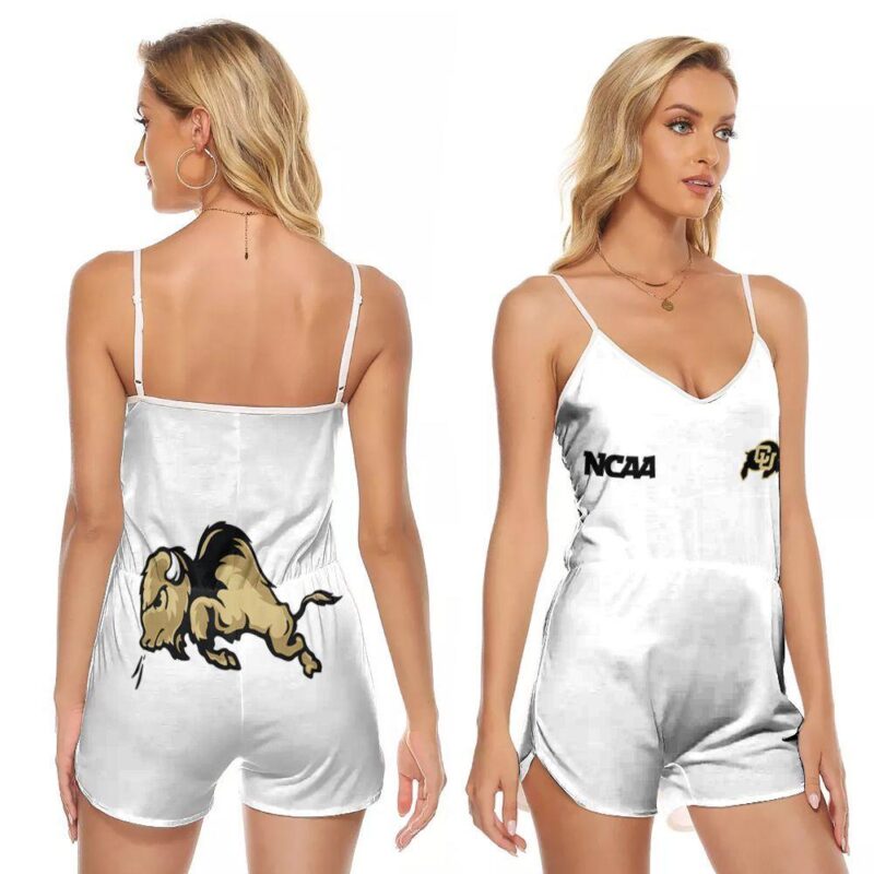 Colorado Buffaloes Ncaa Classic White With Mascot Logo Gift For Colorado Buffaloes Fans V-neck Romper Jumpsuit RJ00998