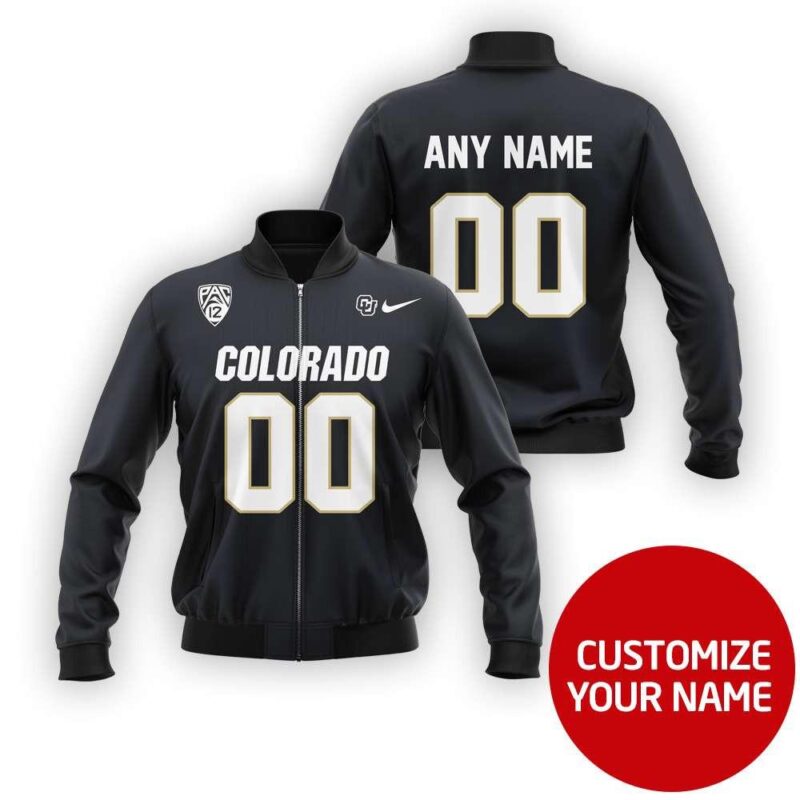 Colorado Buffaloes Ncaa Sport Team Black Personalized Number Name Jersey Style Gift For Buffaloes Fans Bomber Jacket BJ03582