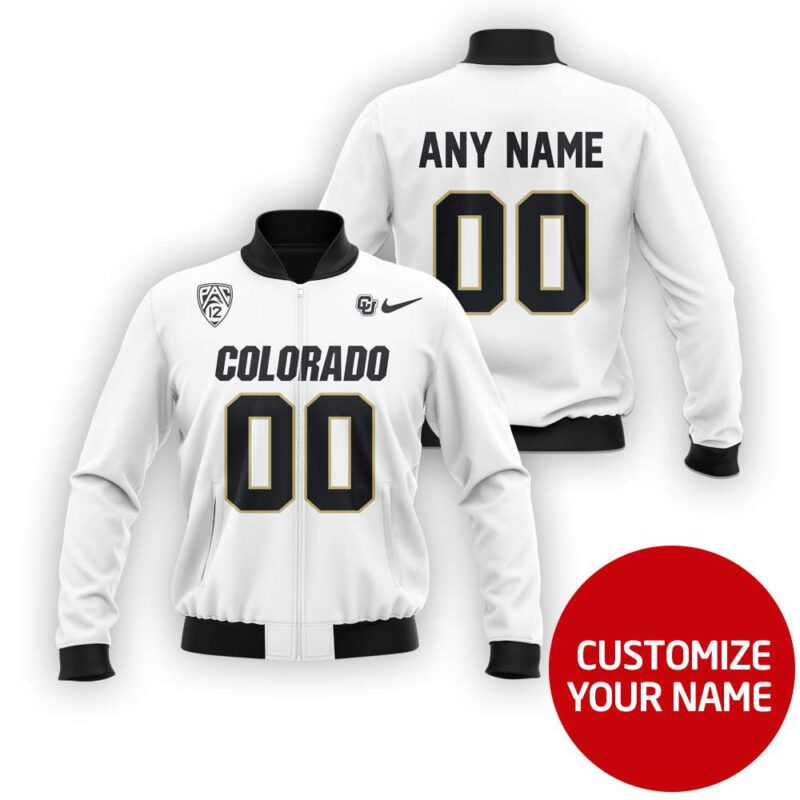 Colorado Buffaloes Ncaa Sport Team White Personalized Number Name Jersey Design Gift For Buffaloes Fans Bomber Jacket BJ03590