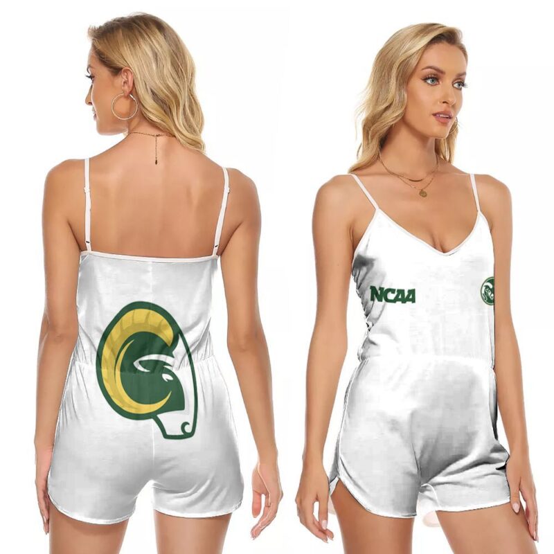 Colorado State Rams Ncaa Classic White With Mascot Logo Gift For Colorado State Rams Fans V-neck Romper Jumpsuit RJ01468