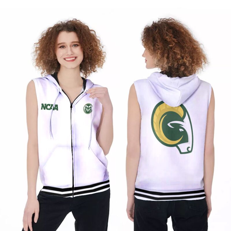 Colorado State Rams Ncaa Classic White With Mascot Logo Gift For Colorado State Rams Fans Zip Sleeveless Hoodie ZSH0455