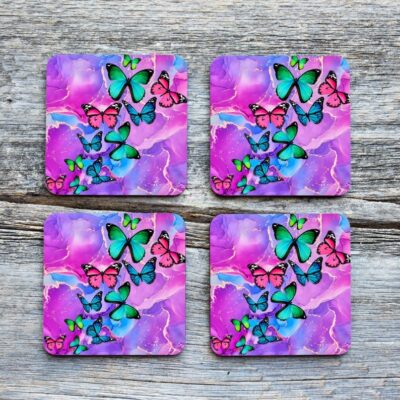 Colorful Butterflies Drinkware Coaster (Set of 4)