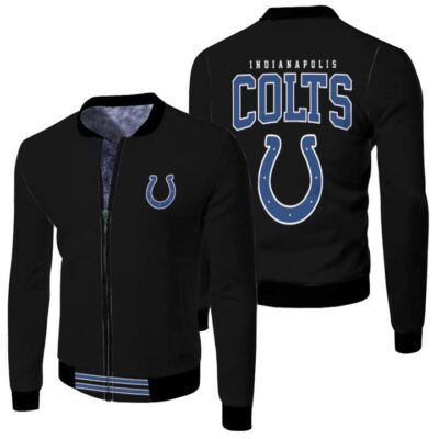 Colts NFL American Football Team Logo Black Gift For Colts Fans Fleece Bomber Jacket