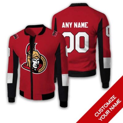 Columbus Blue Jackets #00 3D Personalized Goal Red Jersey Style Gift With Custom Number Name For Jackets Fans Fleece Bomber Jacket