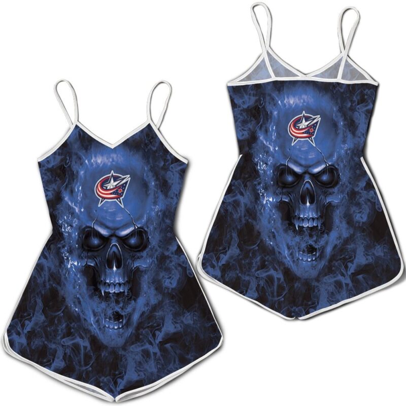 Columbus Blue Jackets NHL Fans Skull Romper RJ03133