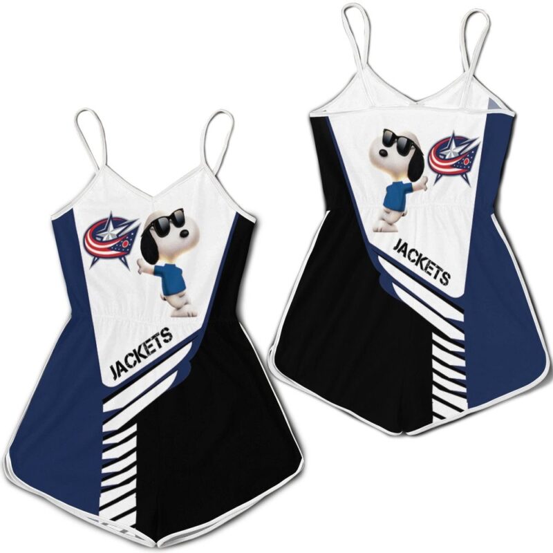 Columbus Blue Jackets Snoopy For Fans 3D Romper RJ03436