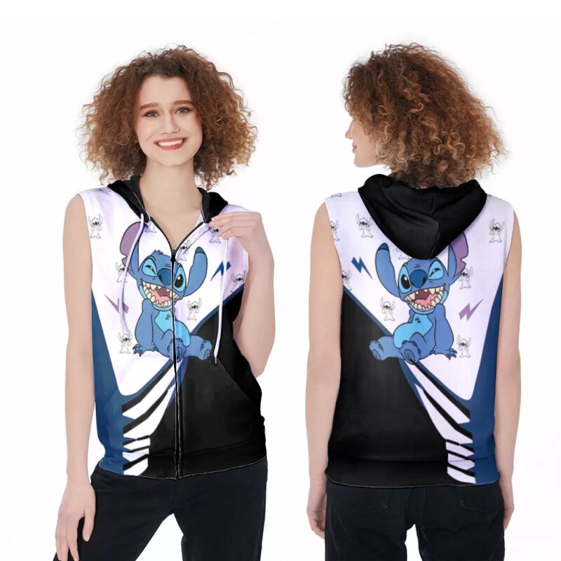 Cute stitch in lilo and stitch movie 3d allover designed for stitch movie fans Zip Sleeveless Hoodie ZSH1388