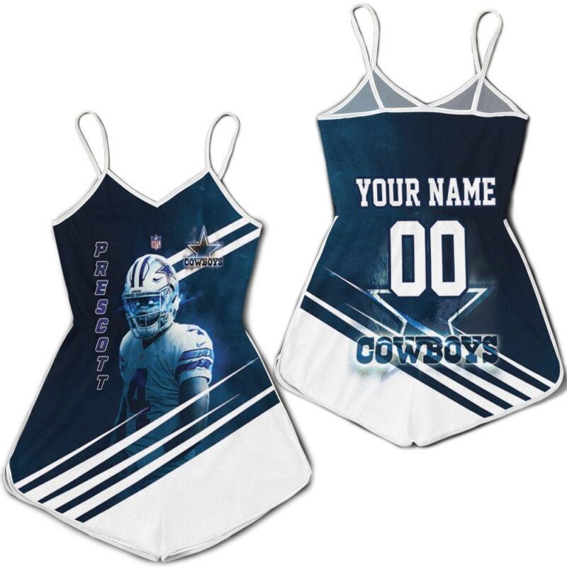 Dak Prescott 4 Dallas Cowboys 3d Personalized Romper RJ03502