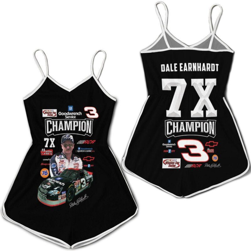 Dale Earnhardt Champion 7x Chevrolet Racing Car Signed For Fan 3d Romper RJ04118