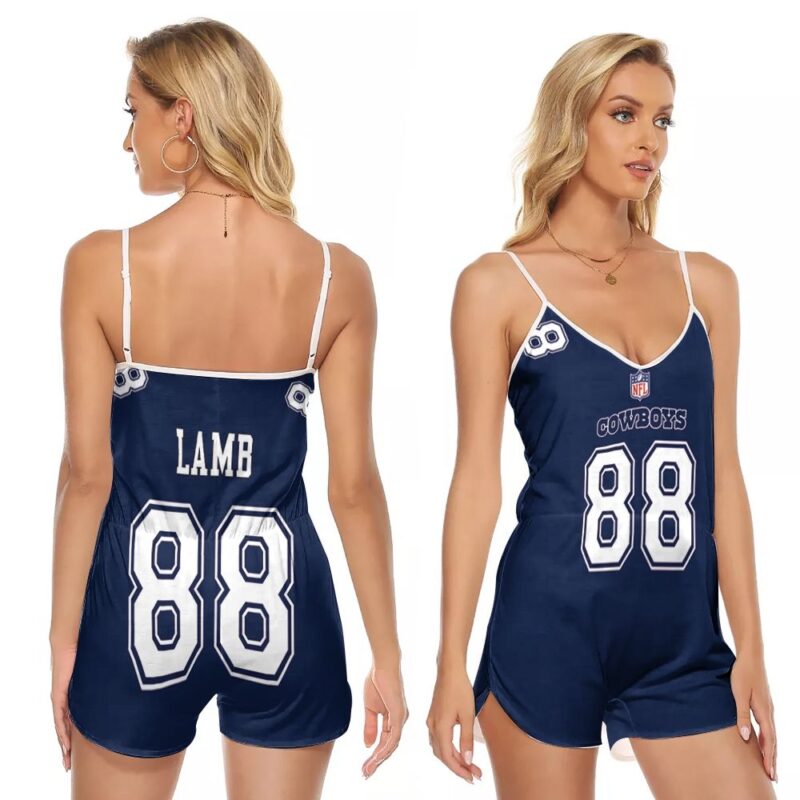 Dallas Cowboys CeeDee Lamb #88 Great Player NFL American Football Game Navy 2019 Gift For Cowboys Fans V-neck Romper Jumpsuit RJ00022