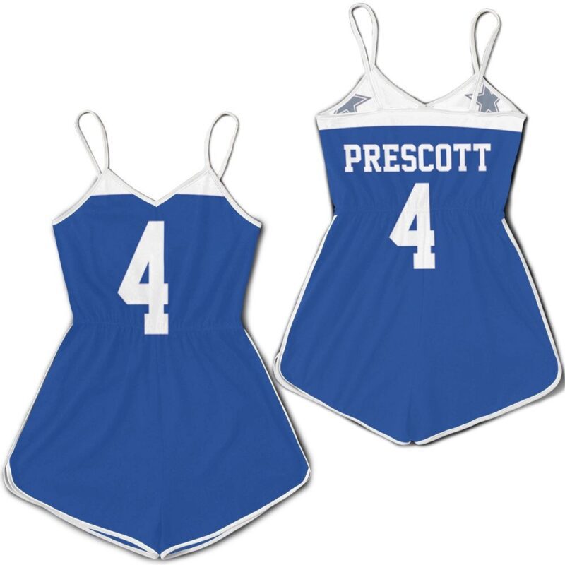 Dallas Cowboys Dak Prescott #4 NFL American Football Dak Royal Rivalry Throwback Gift For Cowboys Fans Romper Jumpsuit RJ05387