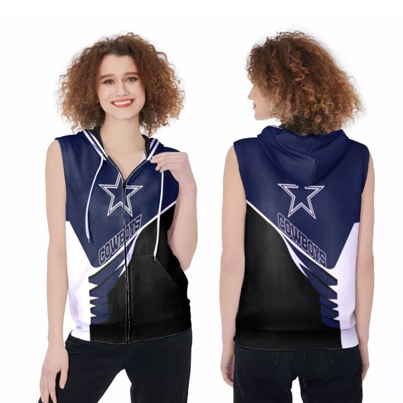 Dallas Cowboys Logo Tanktop Legging 3D Zip Sleeveless Hoodie ZSH1636