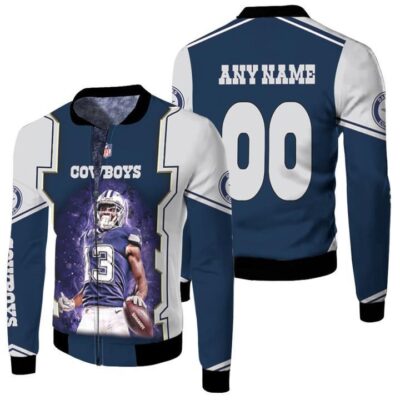 Dallas Cowboys Michael Gallup 00 Any Name Dark Blue Jersey Style Gift With Custom Number Name For Cowboys Fans Fleece Bomber Jacket