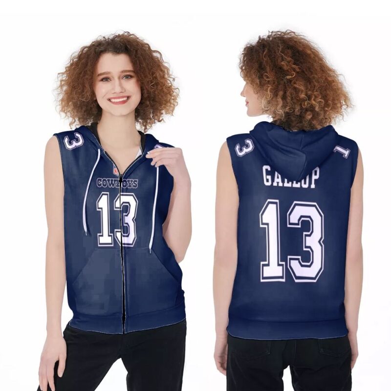 Dallas Cowboys Michael Gallup #13 Great Player NFL American Football Game Navy 2019 Jersey Style Gift For Cowboys Fans Zip Sleeveless Hoodie ZSH0344